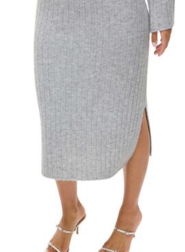 Vestido Vila Vilassia de punto cuello vuelto gris para mujer