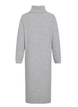 Vestido Vila Vilassia de punto cuello vuelto gris para mujer