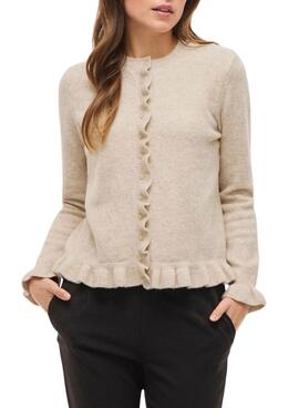 Chaqueta Vila Vijacia con volantes beige para mujer