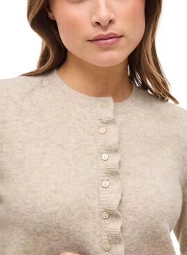 Chaqueta Vila Vijacia con volantes beige para mujer