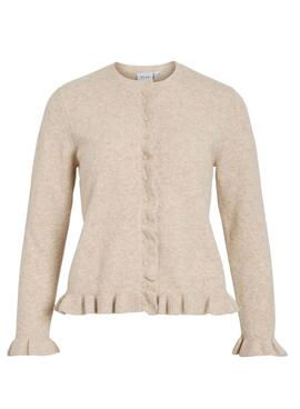 Chaqueta Vila Vijacia con volantes beige para mujer
