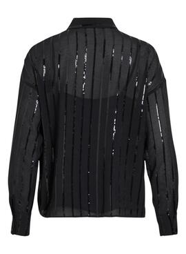 VILOVANA L/S STRIPE SEQUIN SHIRT Black Beauty BLAC