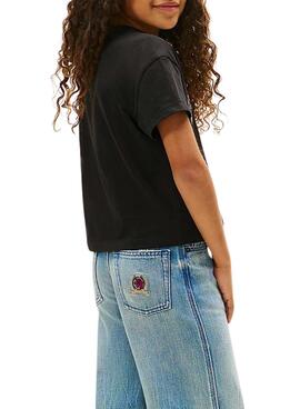 Camiseta Tommy Hilfiger Varsity animal print negro para niña