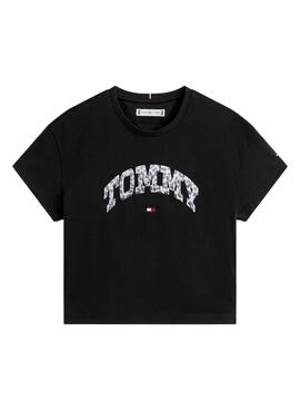Camiseta Tommy Hilfiger Varsity animal print negro para niña
