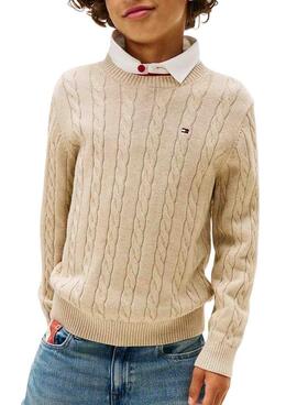 Jersey Tommy Hilfiger Clable beige para niño
