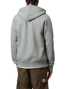 Sudadera cremallera Carhartt Chase capucha gris para hombre