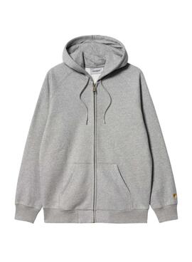 Sudadera cremallera Carhartt Chase capucha gris para hombre