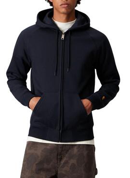 Sudadera cremallera Carhartt Chase capucha marino para hombre