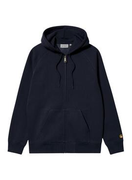 Sudadera cremallera Carhartt Chase capucha marino para hombre