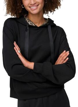 Sudadera Only Alina capucha leopardo negro para mujer