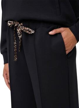 Pantalón Only Alina lazos leopardo negro para mujer