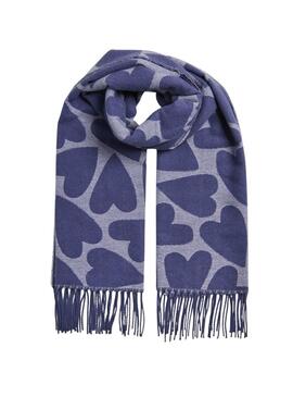 Bufanda Pieces Marlin estampado corazones azul para mujer