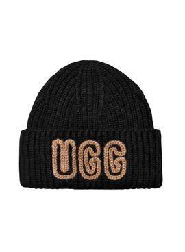 Gorro Ugg Chunky Crafted Rib negro para mujer