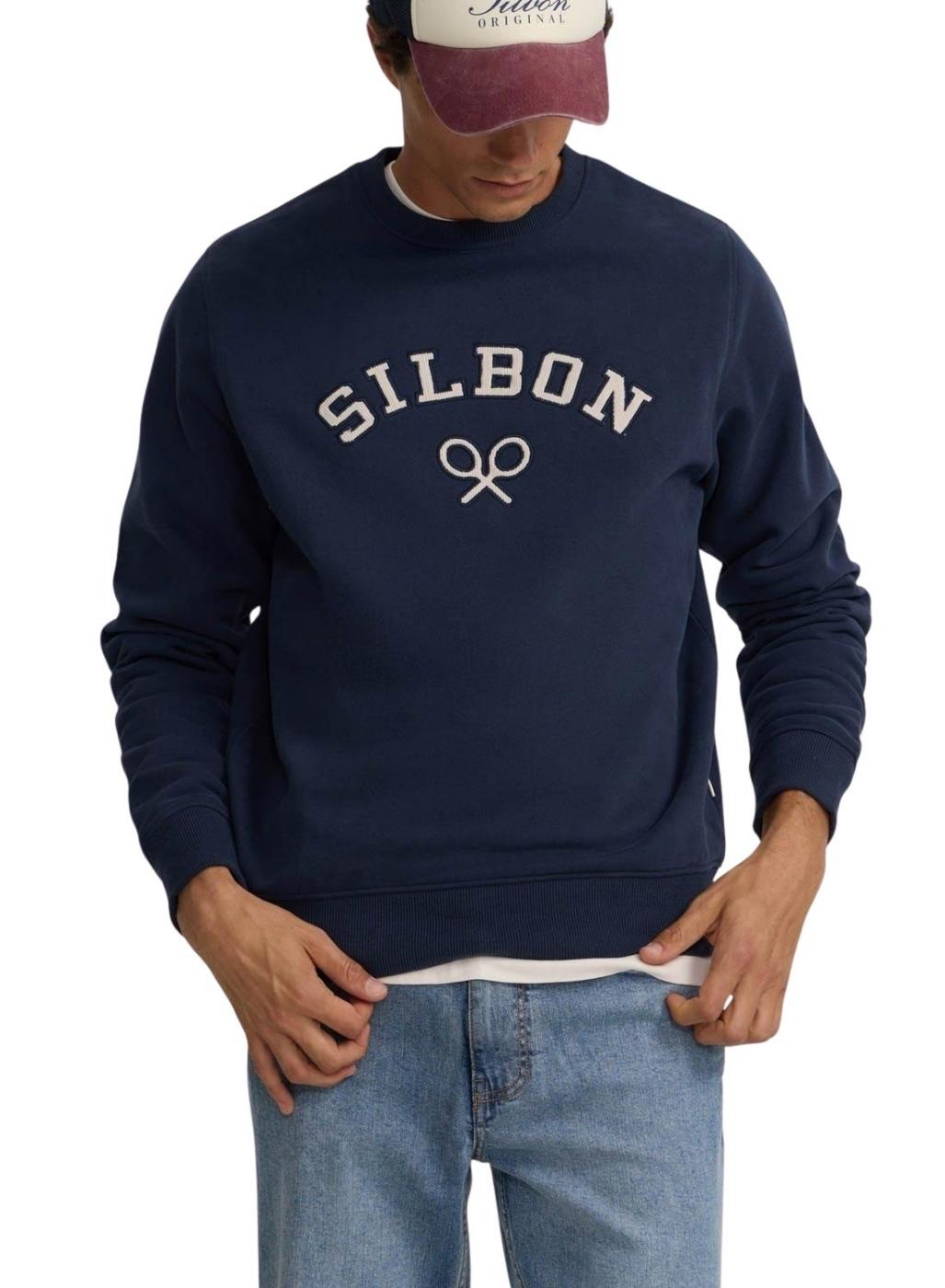 Sudadera Silbon raqueta media pana marino para hombre