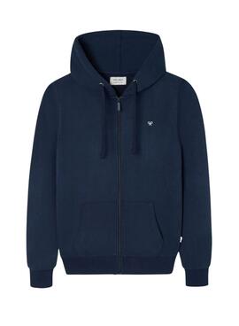 Sudadera Silbon clásica capucha y cremallera marino para hombre