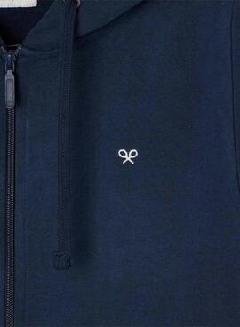 Sudadera Silbon clásica capucha y cremallera marino para hombre