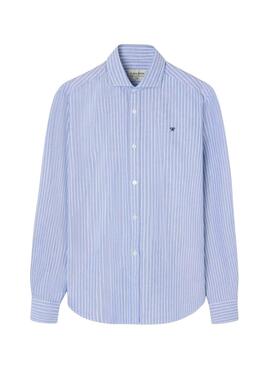Camisa Silbon sport oxford raya fina azul para hombre