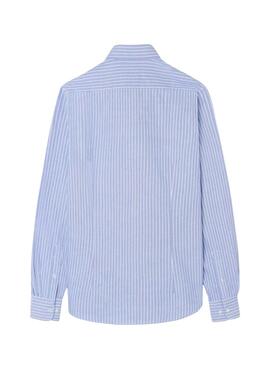 Camisa Silbon sport oxford raya fina azul para hombre