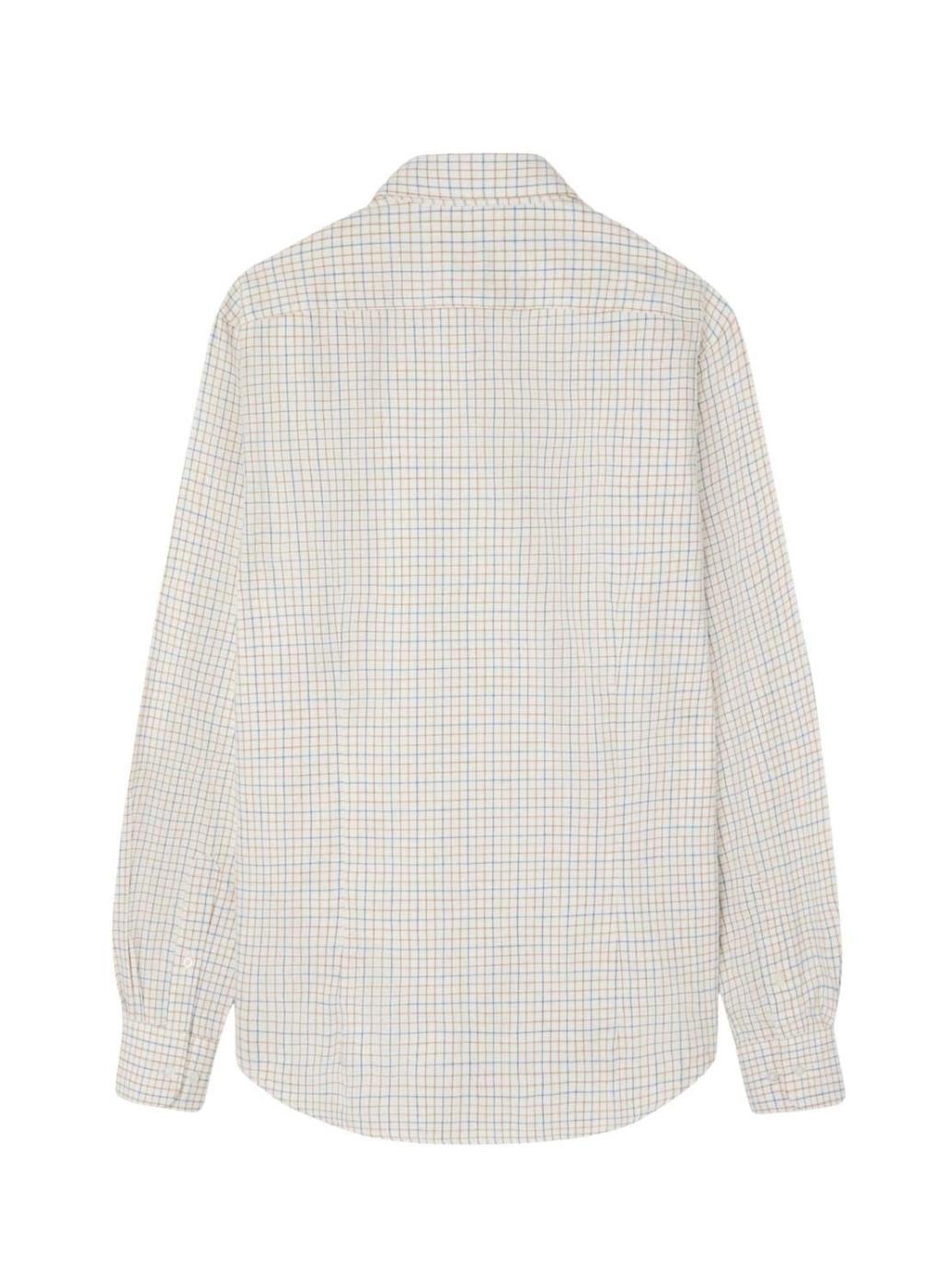 Camisa Silbon sport cuadros bicolor azul y mostaza para hombre