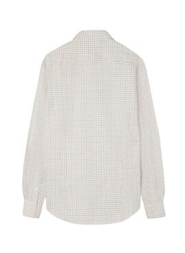 Camisa Silbon sport cuadros bicolor azul y mostaza para hombre