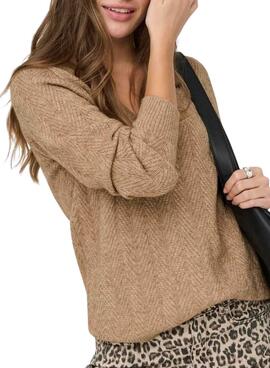 Jersey Only Hellen tostado para mujer