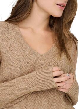 Jersey Only Hellen tostado para mujer