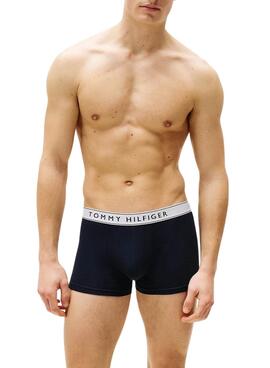 Pack de 3 calzoncillos Tommy Hilfiger Trunk con inscripción marino para hombre