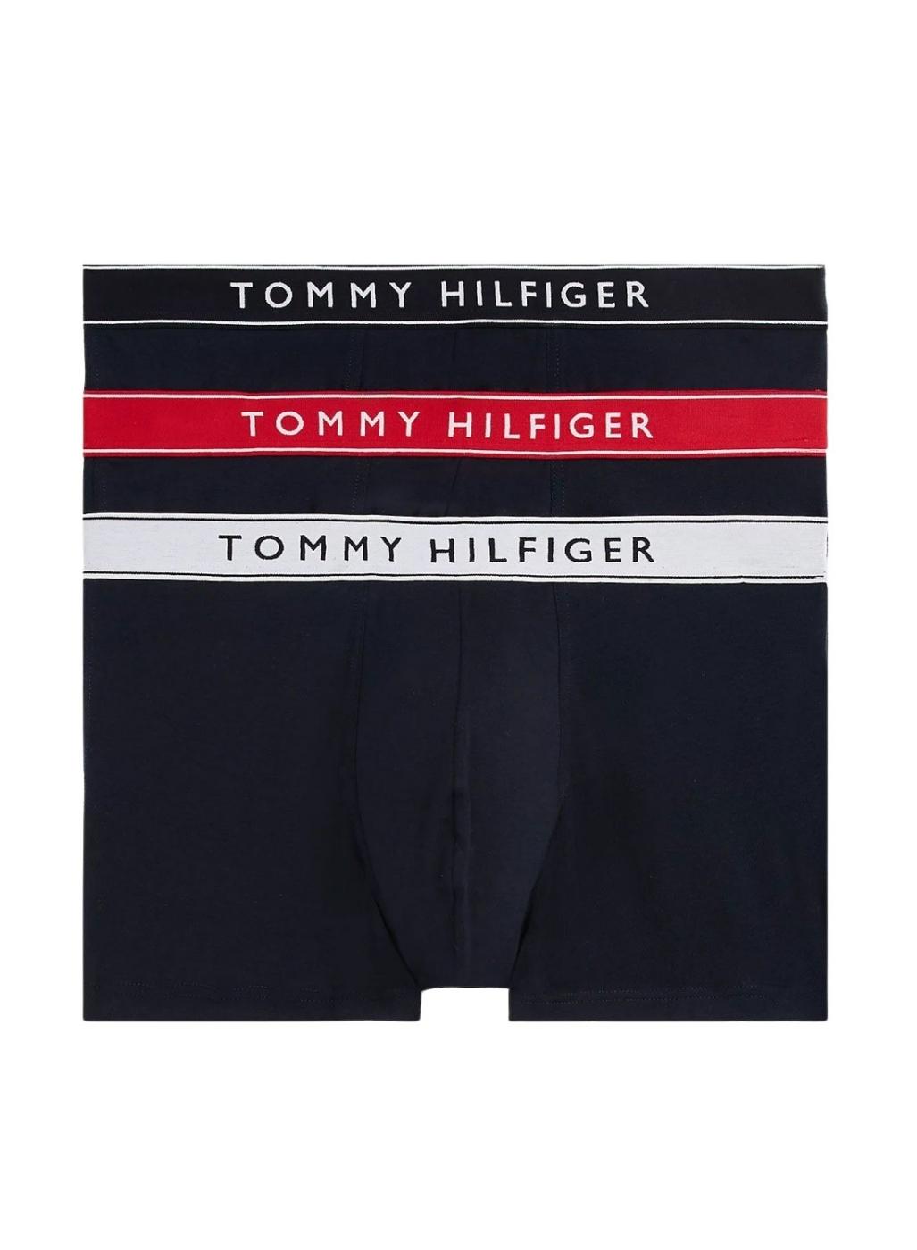 Pack de 3 calzoncillos Tommy Hilfiger Trunk con inscripción marino para hombre