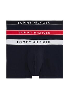 Pack de 3 calzoncillos Tommy Hilfiger Trunk con inscripción marino para hombre
