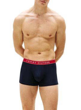 Pack de 3 calzoncillos Tommy Hilfiger Trunk con inscripción marino para hombre