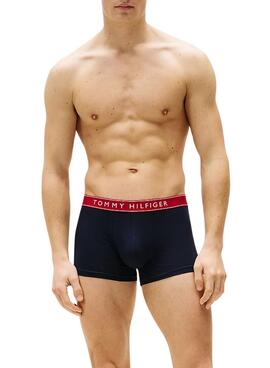 Pack de 3 calzoncillos Tommy Hilfiger Trunk con inscripción marino para hombre