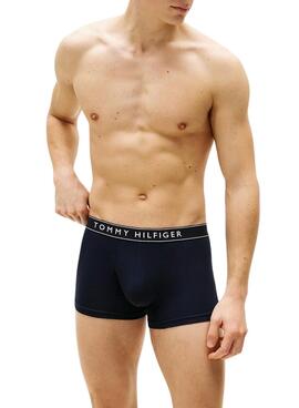 Pack de 3 calzoncillos Tommy Hilfiger Trunk con inscripción marino para hombre