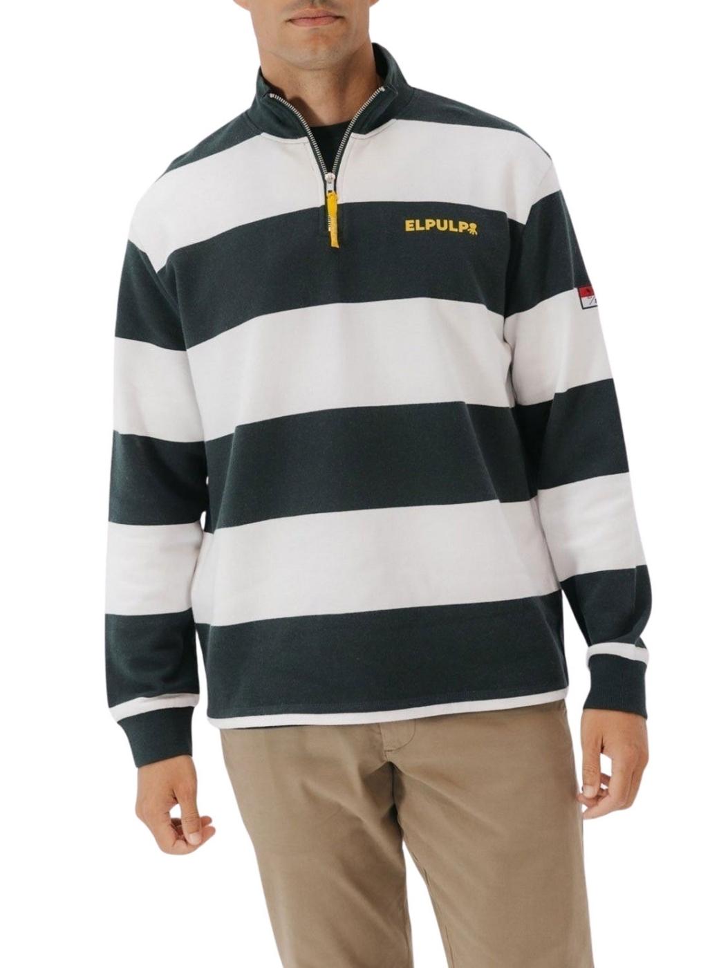 Sudadera El Pulpo Perkins logo rayas verde para hombre
