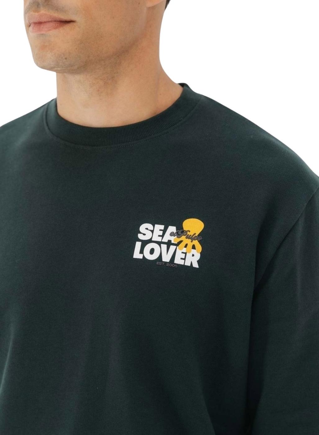 Sudadera El Pulpo Sealover logo verde para hombre