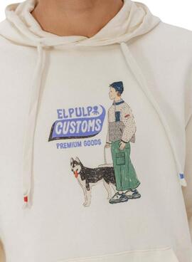 Sudadera El Pulpo capucha Customs beige para hombre