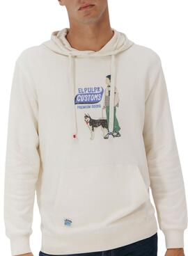 Sudadera El Pulpo capucha Customs beige para hombre