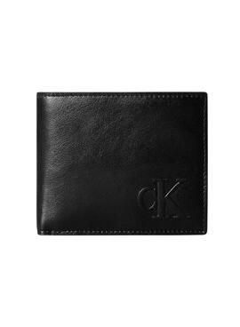 Cartera Calvin Klein Bold CK de piel negro con monedero para hombre