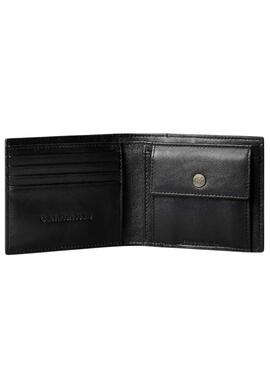 Cartera Calvin Klein Bold CK de piel negro con monedero para hombre