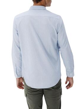 Camisa El Pulpo Casual Oxford raya azul para hombre
