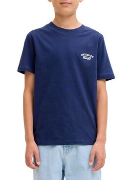 Camiseta Jack and Jones Greene Branding azul para niño