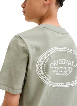 Camiseta Jack and Jones Greene Branding verde para niño