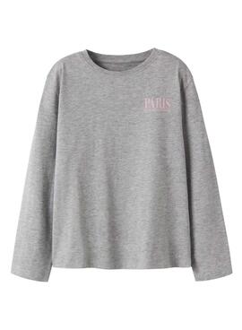 Camiseta Name It Paris gris para niña