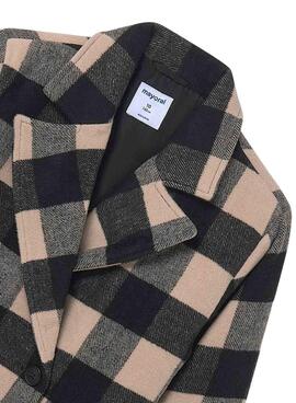 Abrigo Mayoral jacuard de cuadros negro y beige para niña