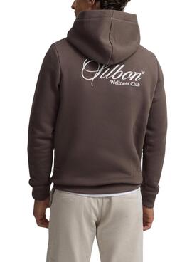 Sudadera Silbon capucha Wellness Club marrón para hombre