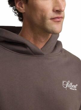 Sudadera Silbon capucha Wellness Club marrón para hombre