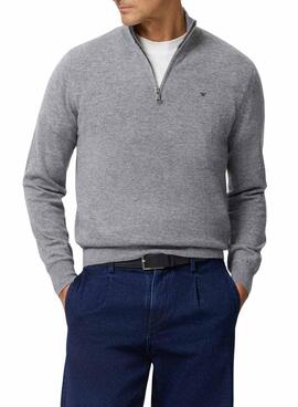 Jersey Silbon media cremallera gris para hombre
