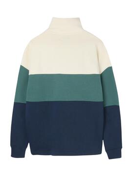 Sudadera Silbon relaxed media cremallera bloques azul para hombre