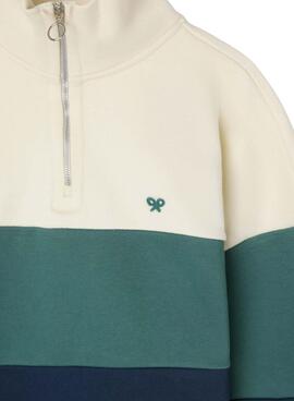 Sudadera Silbon relaxed media cremallera bloques azul para hombre