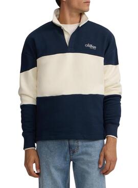 Sudadera Silbon cuello polo relaxed panel azul para hombre
