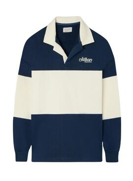 Sudadera Silbon cuello polo relaxed panel azul para hombre